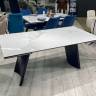 Стол DikLine KD180 керамика мрамор белый C39 глянец/опоры черные (2 уп)